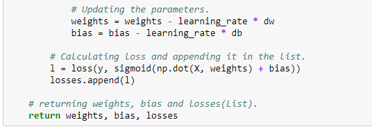 Def Predict X W B X Input Calculating Presictions Y Hat Preds Sigmoid Np Dot X W B Empty List To S 4