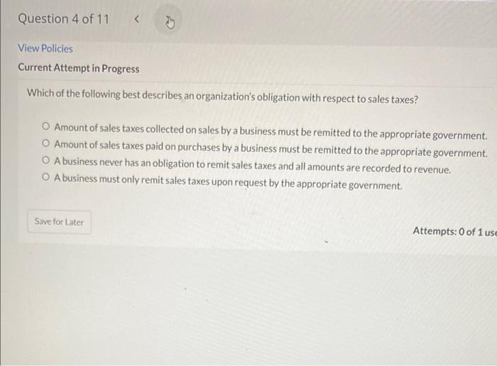 View Policies Current Attempt In Progress An Operating Line Of Credit Has The Following Features Except O It Is Pre Auth 2