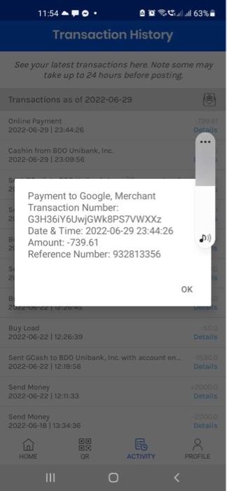11 54 Transaction History See Your Latest Transactions Here Note Some May Take Up To 24 Hours Before Posting Transacti 1