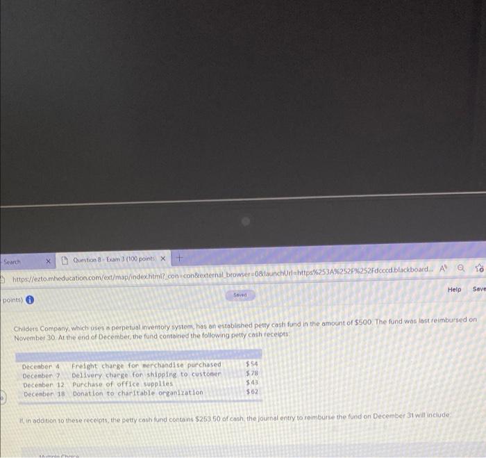 Question 8 Exam 3 100 Points X Https Ezto Mheducation Com Ext Map Index Html Con Con External Browser 0 Launchurl Ht 1