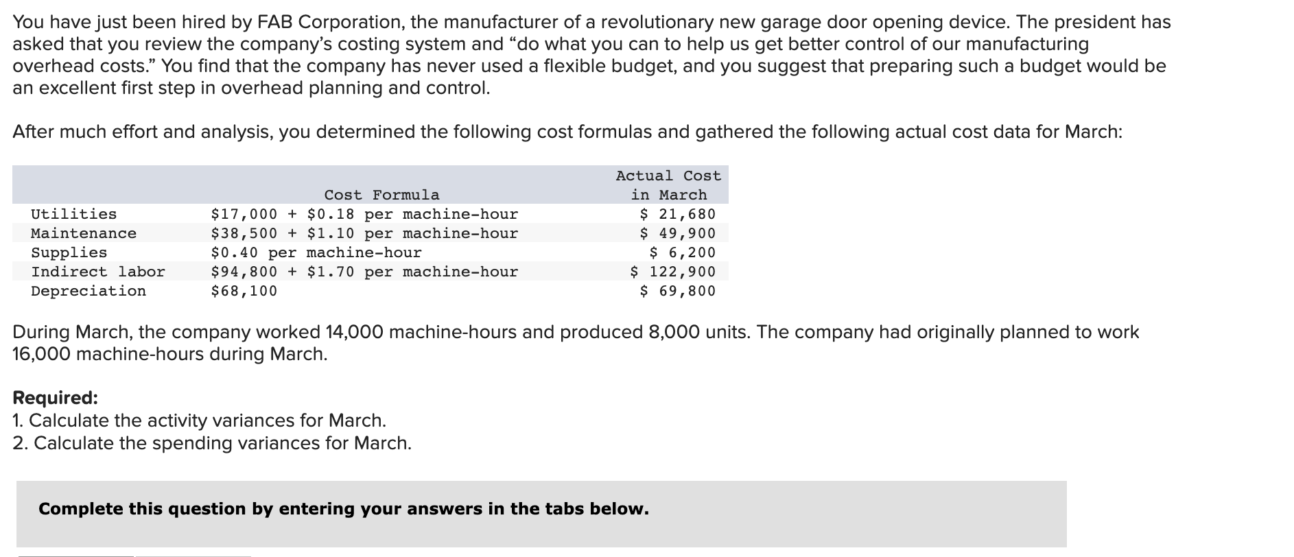 You Have Just Been Hired By Fab Corporation The Manufacturer Of A Revolutionary New Garage Door Opening Device The Pre 1
