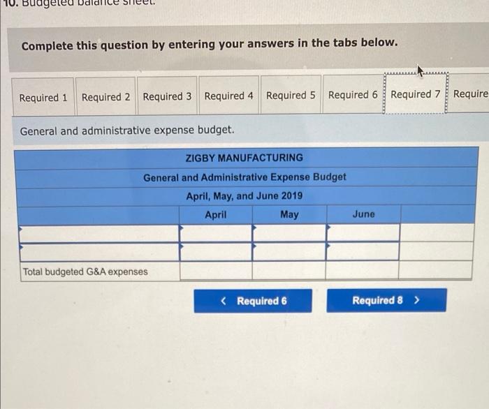 The Management Of Zigby Manufacturing Prepared The Following Estimated Balance Sheet For March 2019 Zigby Manufacturing 9