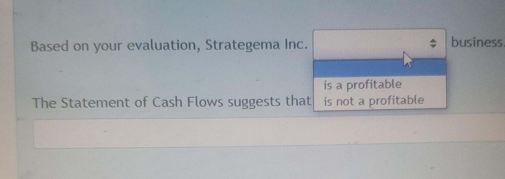 Below Is The Statement Of Cash Flows For Strategema Inc They Have Just Finished Their Second Year Of Operation And Have 5