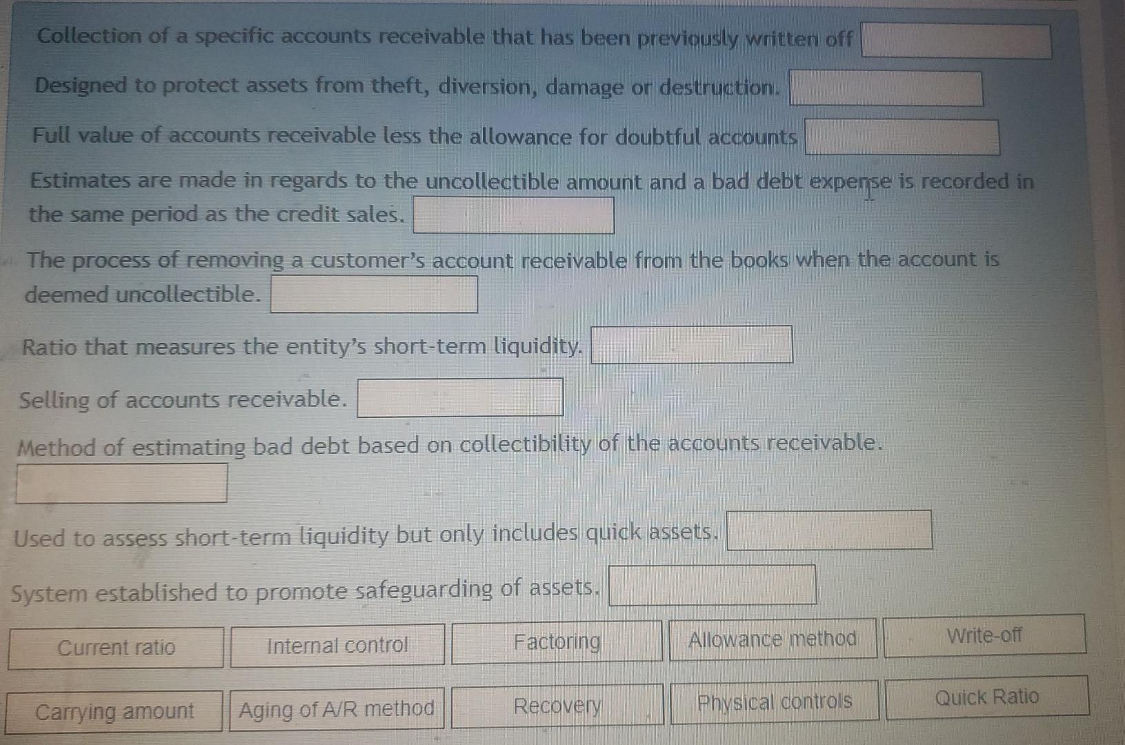 Collection Of A Specific Accounts Receivable That Has Been Previously Written Off Designed To Protect Assets From Theft 1