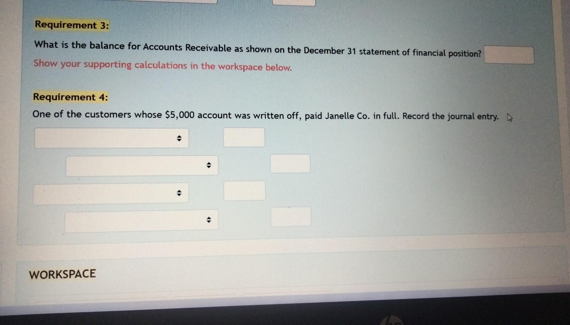 Accounts Receivable And Allowances For Doubtful Accounts Janelle Co Inc Generated 5 5 Million In Credit Sales During T 3