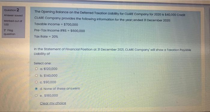 Question 4 Answer Saved Marked Out Of 1 00 Flag Question Dublin Company Has Taxable Income Of 100 000 Dublin Company S 3