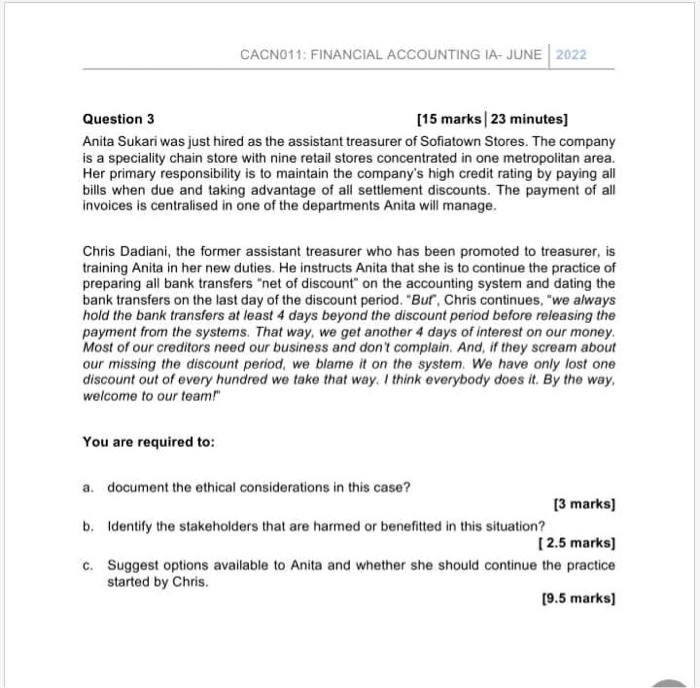 Cacn011 Financial Accounting Ia June 2022 Question 1 35 Marks 52 5 Minutes Financial Fitness Ff Is A Small Finan 4