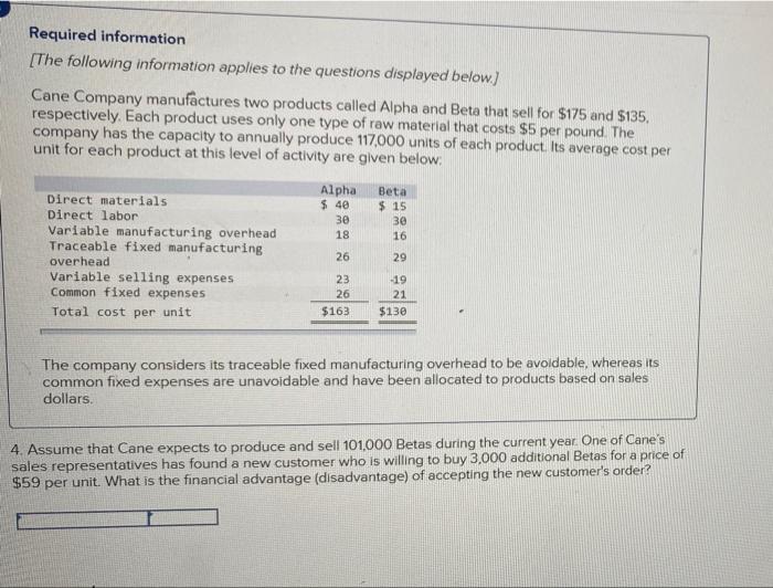 Required Information The Following Information Applies To The Questions Displayed Below Cane Company Manufactures Two 1