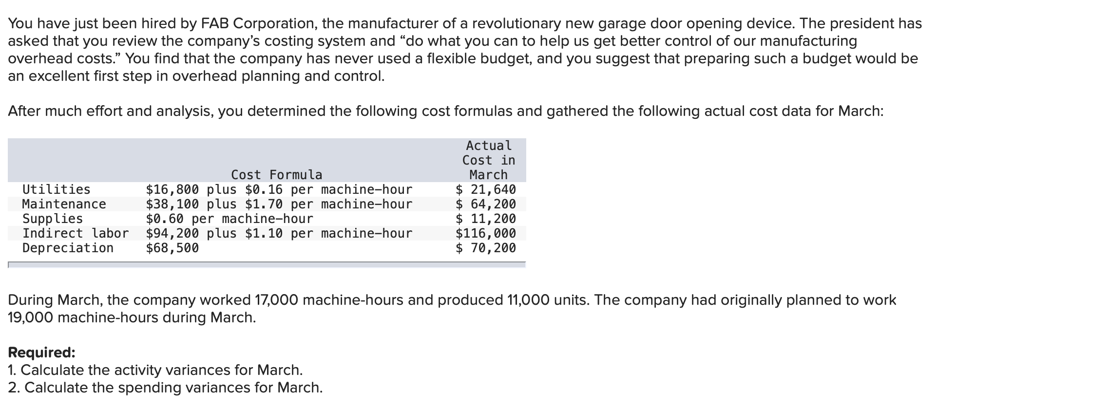 You Have Just Been Hired By Fab Corporation The Manufacturer Of A Revolutionary New Garage Door Opening Device The Pre 1