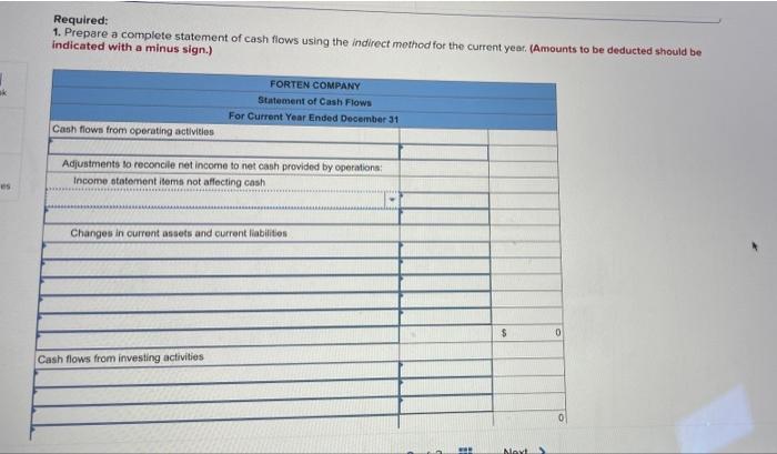 Required Information The Following Information Applies To The Questions Displayed Below Forten Company S Current Year 3