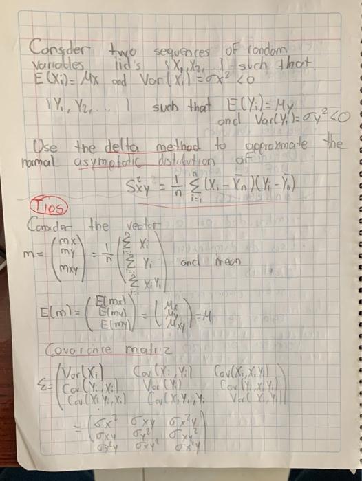 Lid S Ty Y An 5 Consder Two Sequences Of Rondom Variables Sx X2 Such That E Xi Mx And Vorlxlox 20 Such That E Y 1