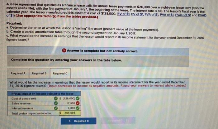 The Lease Agreement And Related Facts Indicate The Following A Leased Equipment Had A Retall Cash Selling Price Of 44 2