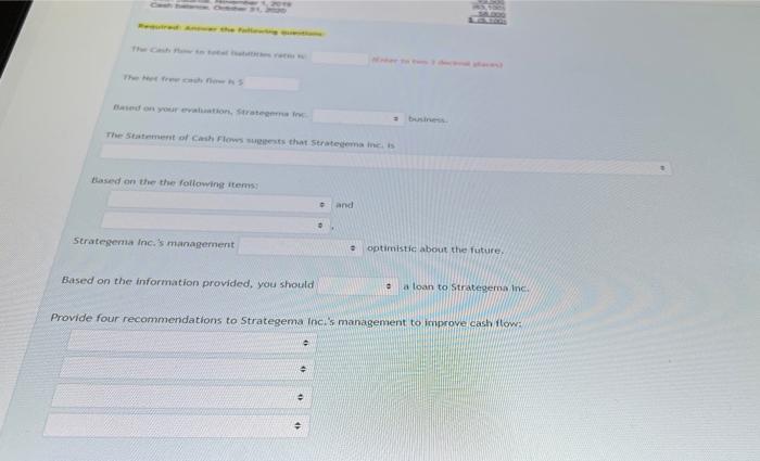 Fer Www 6 Out Of Cash Flow Statement Analysis And Interpretation Below Is The Statement Of Cash Flows For Strategema Ine 3