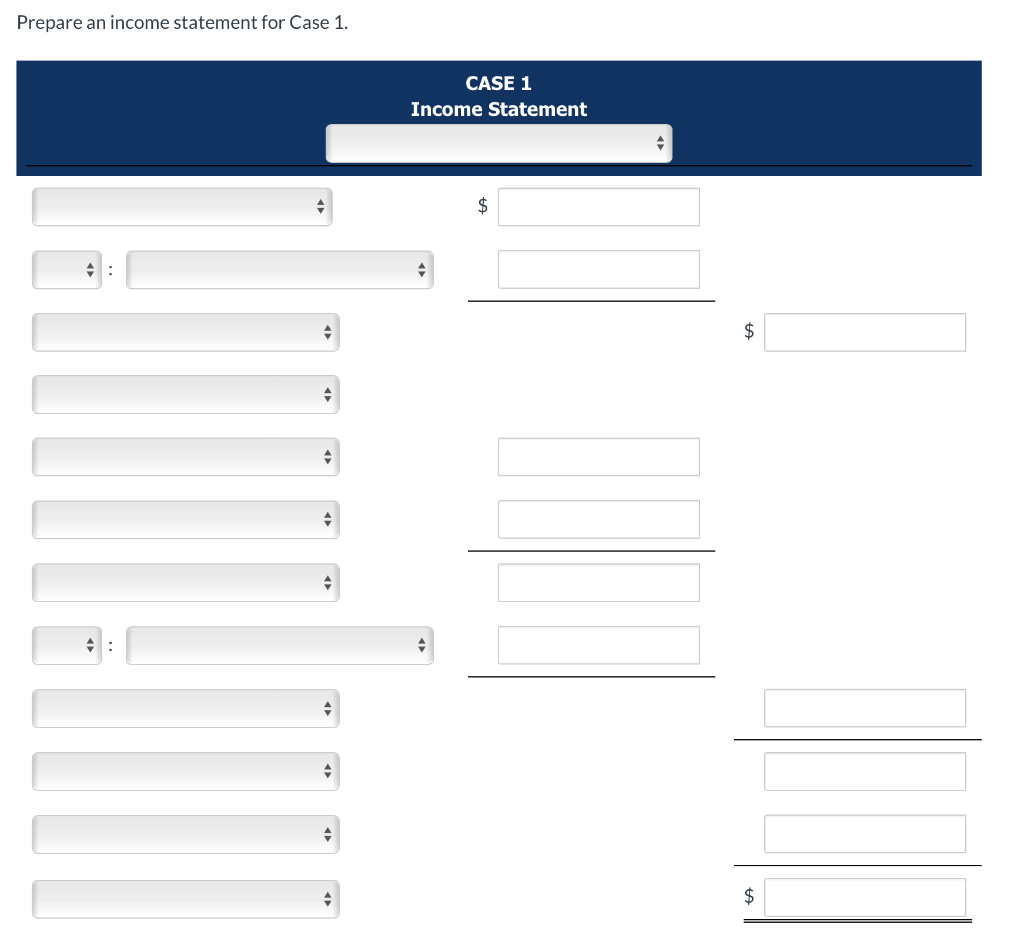 Prepare An Income Statement And Balance Sheet With Info Below Please Income Statement Blanks Balance Sheet Blanks 2
