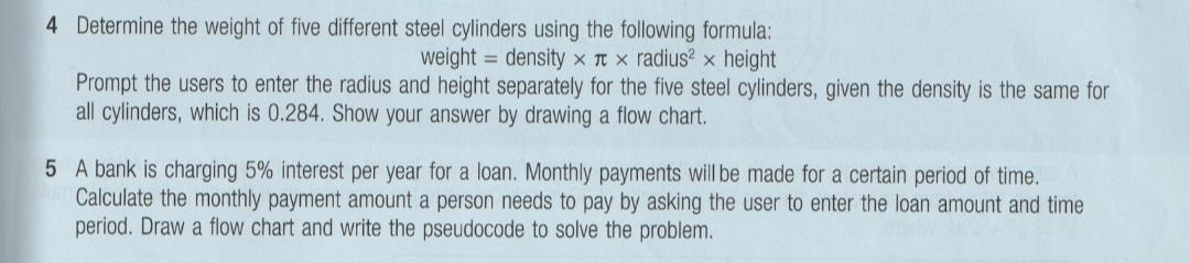 4 Determine The Weight Of Five Different Steel Cylinders Using The Following Formula Weight Density X Ti X Radius X 1