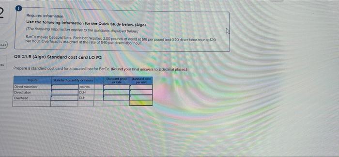 443 Required Information Use The Following Information For The Quick Study Below Algo The Following Information Appl 1