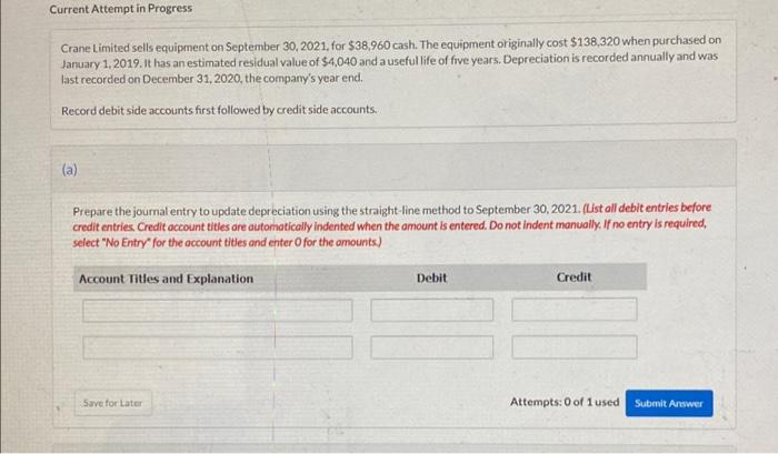 Current Attempt In Progress Crane Limited Sells Equipment On September 30 2021 For 38 960 Cash The Equipment Origina 1