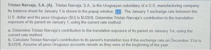 Tristan Narvaja S A A Tristan Narvaja S A Is The Uruguayan Subsidiary Of A U S Manufacturing Company Its Balanc 1