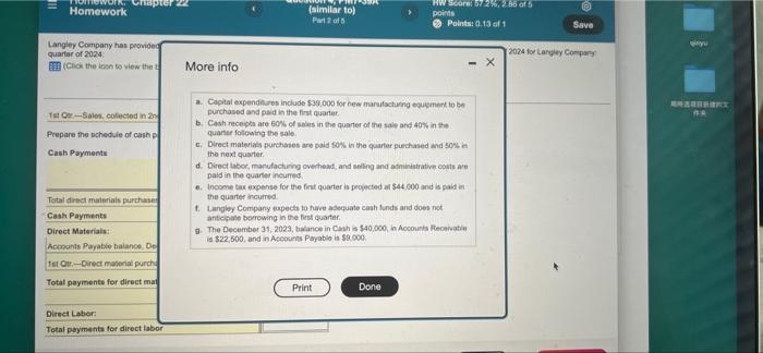 Homework Chapter 22 Homework Langley Company Has Provided The Following Budget Information For The Fest Quarter Of 2024 3