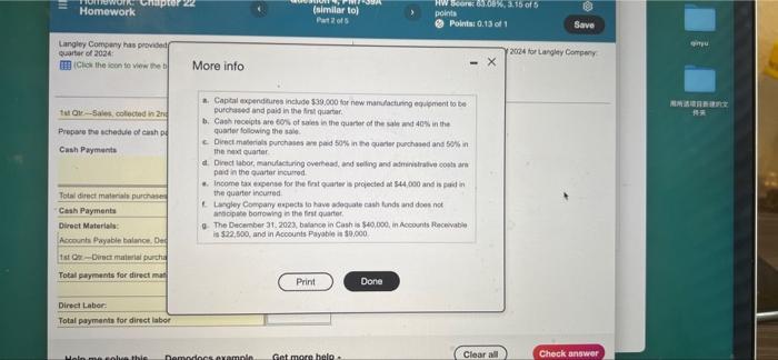 Homework Chapter 22 Homework Langley Company Has Provided The Following Budget Information For The Fest Quarter Of 2024 7