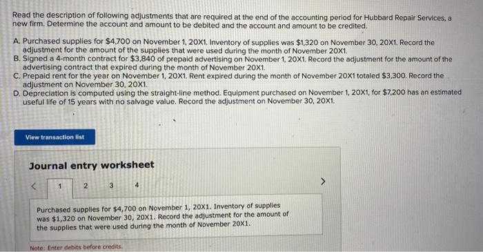 Read The Description Of Following Adjustments That Are Required At The End Of The Accounting Period For Hubbard Repair S 1