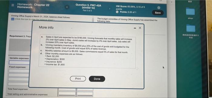 Homework Chapter 22 E Homework Vinning Office Supply S March 31 2024 Balance Sheet O Ck The Icon To Vw The Balance Sh 4