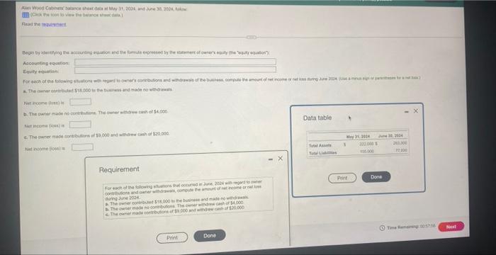 Alan Wood Cabinets Balance Sheet Dala At May 31 2034 And June 30 2024 Read The Require Begin By Identifying The Accou 1