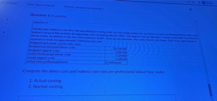 Th 4 00 00 14 01 Time Taken 0 06 04 Therese Sampalocia Attempt 1 Question 6 5 Points Question 3 Michael And Gabitel 1
