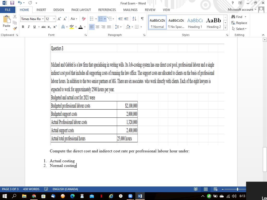 W File Paste De Clipboard Page 3 Of 3 G Home Insert Times New Ro 12 Design Page Layout Bi Uabe X X 430 Words Font A 1