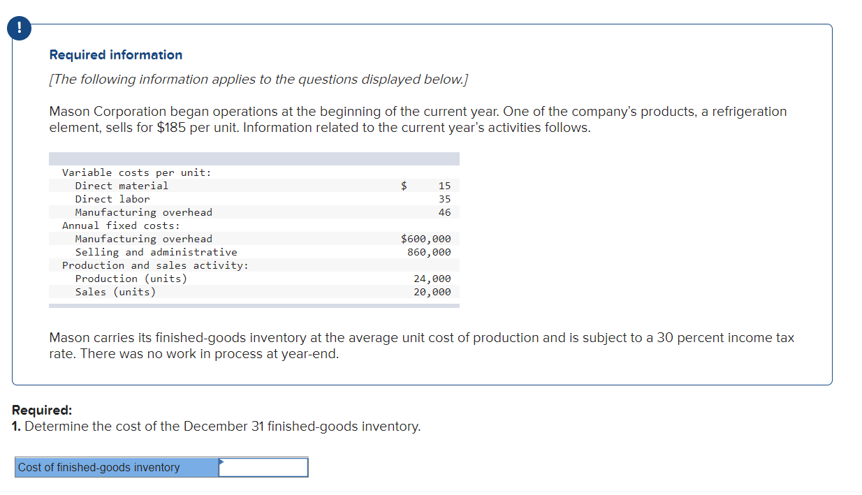 Required Information The Following Information Applies To The Questions Displayed Below Mason Corporation Began Ope 1