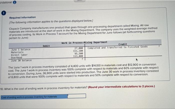 Undational Required Information The Following Information Applies To The Questions Displayed Below Clopack Company Man 1