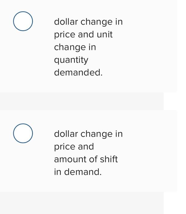 The Price Elasticity Of Demand Coefficient Ed Is Measured In Terms Of Multiple Choice O O Percentage Change In Price A 2