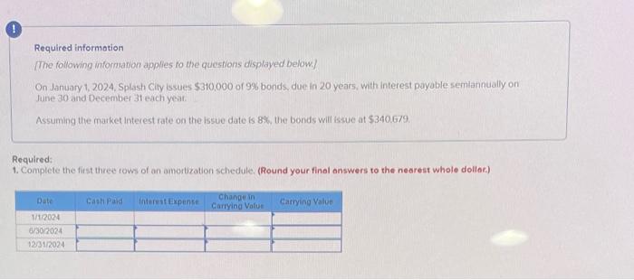 Required Information The Following Information Applies To The Questions Displayed Below On January 1 2024 Splash Ci 1