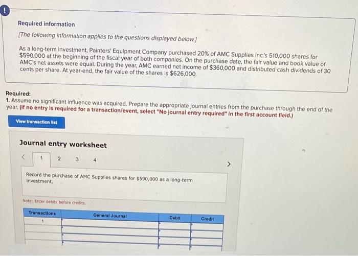 Required Information The Following Information Applies To The Questions Displayed Below As A Long Term Investment P 1
