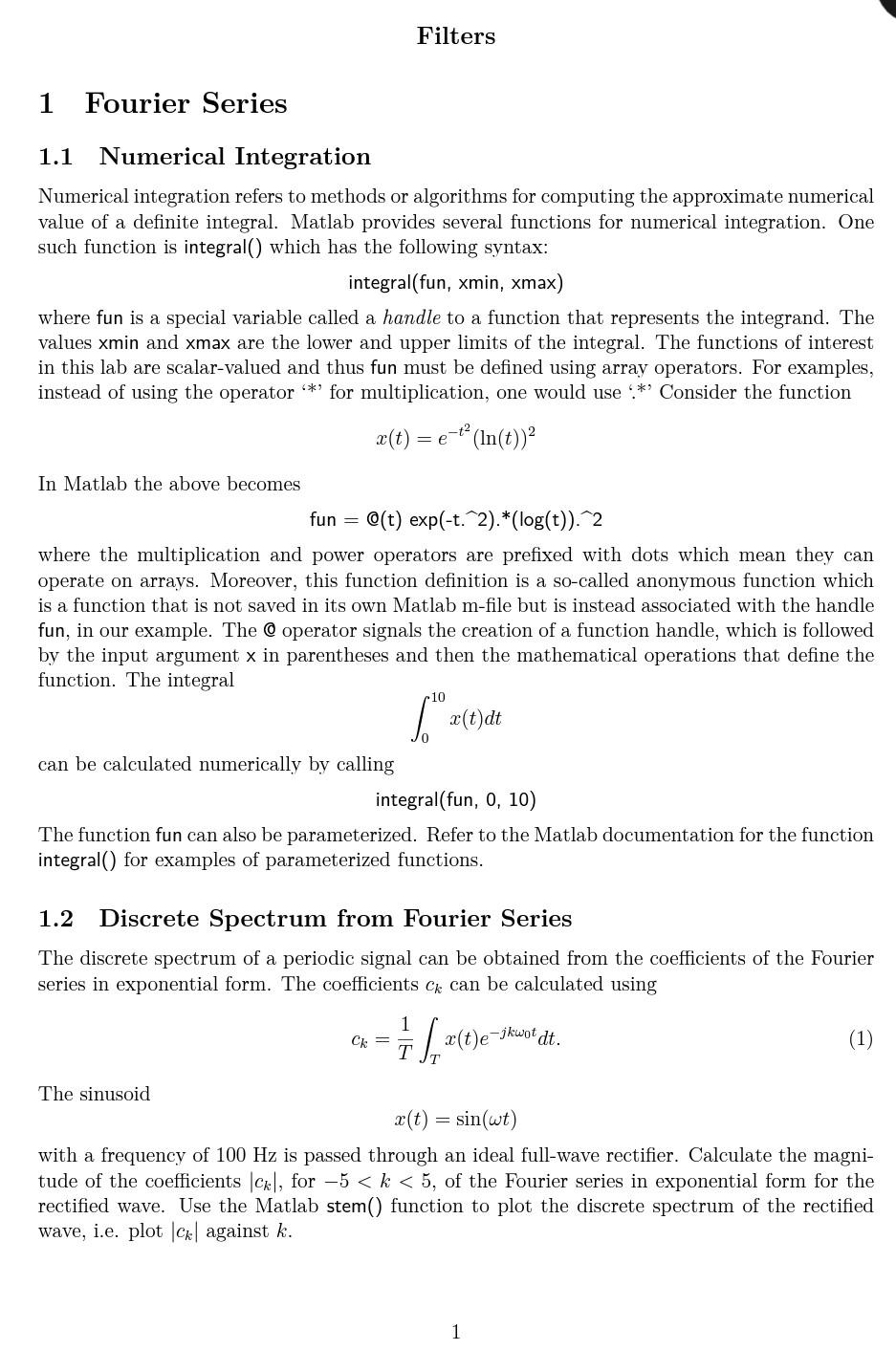 I Need Help With This Matlab Coding Question Fourier Series Matlab 1