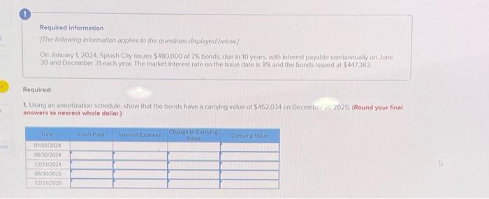 D Che Required Information The Following Information Applies To The Questions Displayed Below On January 1 2024 Splas 1