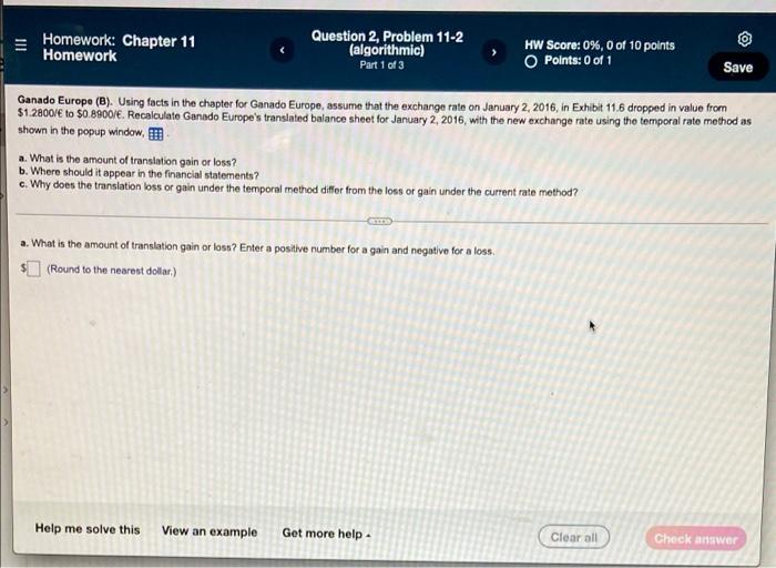 Homework Chapter 11 Homework Question 2 Problem 11 2 Algorithmic Part 1 Of 3 Hw Score 0 0 Of 10 Points O Points 1