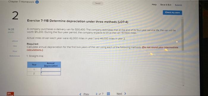 Chapter 7 Homework 2 14 28 Look H Mc Grow Ces Sevd Year 1 2 Annual Depreciation Exercise 7 118 Determine Depreciation U 1