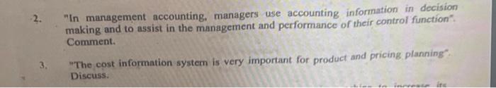 In Management Accounting Managers Use Accounting Information In Decision Making And To Assist In The Management And Pe 1
