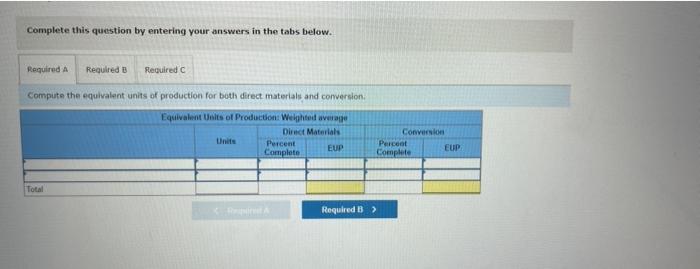 Less Lusi Exercise 16 12 Algo Weighted Average Cost Per Equivalent Unit Costs Assigned To Products Lo P1 Hi T Compan 2