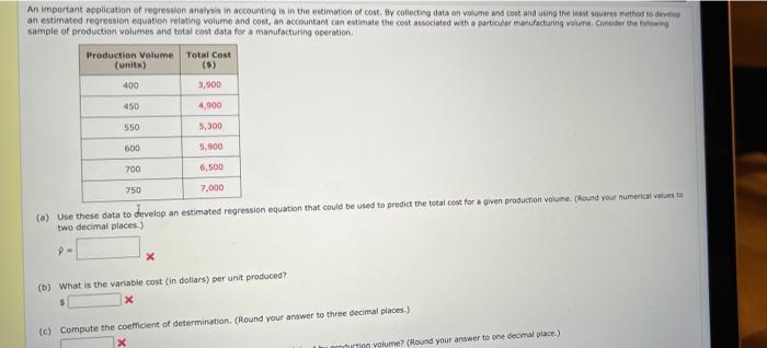 An Important Application Of Regression Analysis In Accounting Is In The Estimation Of Cost By Collecting Data On Volume 1