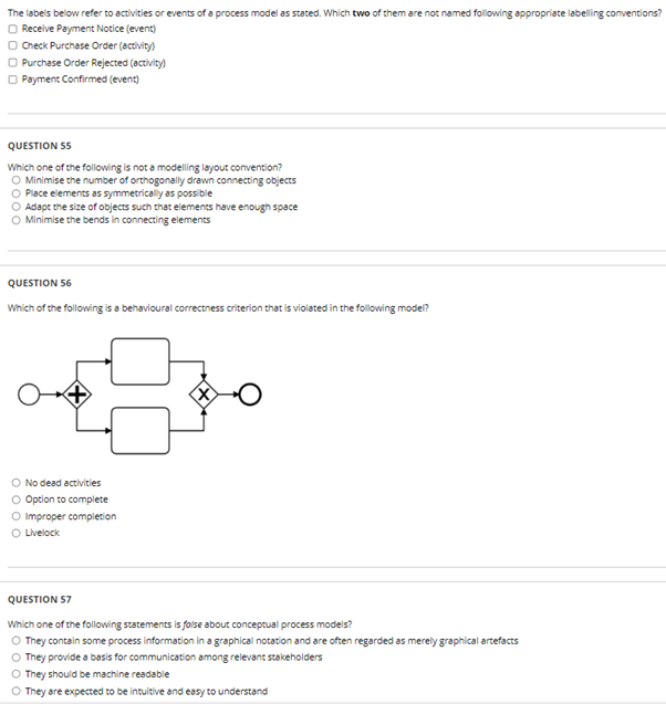 The Labels Below Refer To Activities Or Events Of A Process Model As Stated Which Two Of Them Are Not Named Following A 1