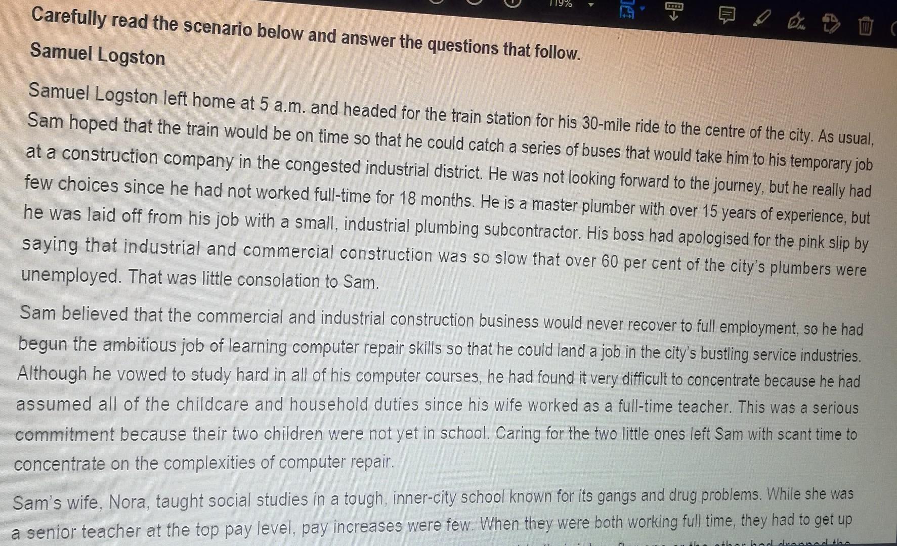 119 Carefully Read The Scenario Below And Answer The Questions That Follow Samuel Logston Www Samuel Logston Left Ho 1