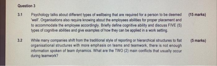 Question 3 3 1 Psychology Talks About Different Types Of Wellbeing That Are Required For A Person To Be Deemed Well O 1