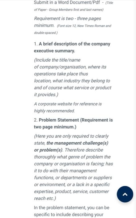 Submit In A Word Document Pdf Title Of Paper Group Members First And Last Names Requirement Is Two Three Pages Min 1