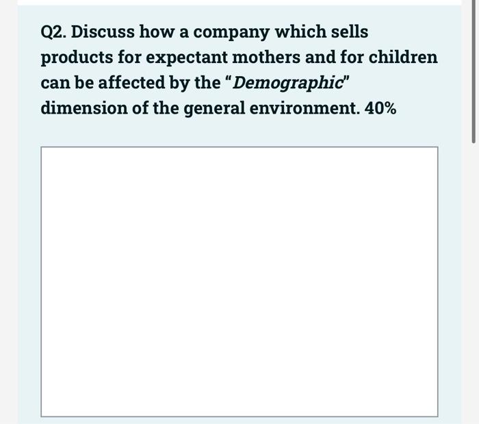 Q2 Discuss How A Company Which Sells Products For Expectant Mothers And For Children Can Be Affected By The Demographi 2