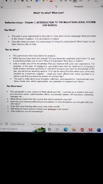 15 Foot What So What What Now Reflection Essay Chapter 1 Introduction To The Malaysian Legal System 700 Words 1