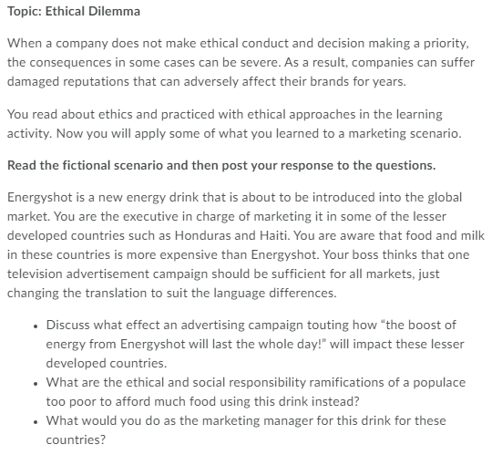 Topic Ethical Dilemma When A Company Does Not Make Ethical Conduct And Decision Making A Priority The Consequences In 1