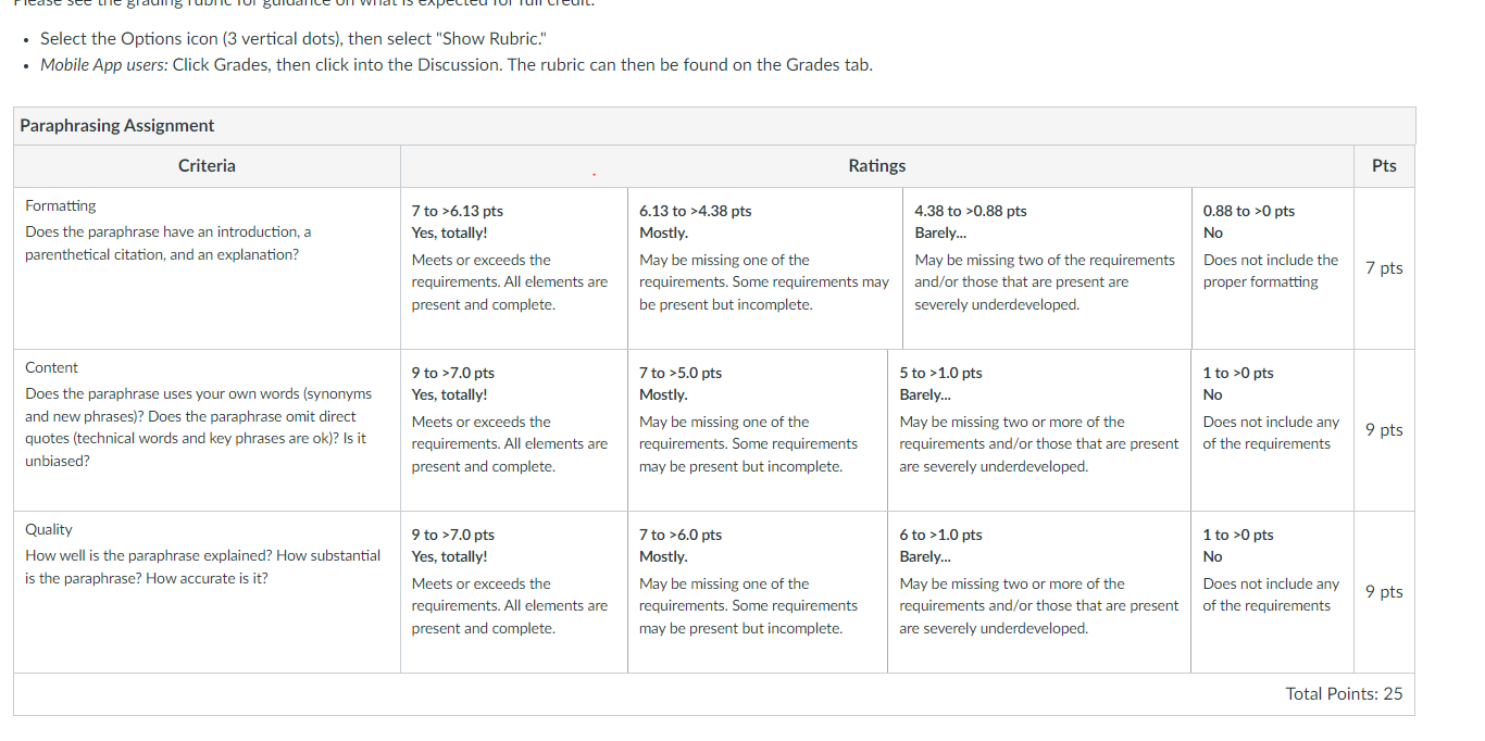 To Guit Select The Options Icon 3 Vertical Dots Then Select Show Rubric Mobile App Users Click Grades Then Cli 1