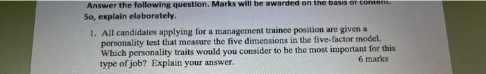 Answer The Following Question Marks Will Be Awarded On The Basis Of Content So Explain Elaborately 1 All Candidates 1